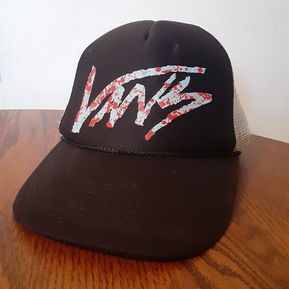 Vtg Vans Trucker Hat Mesh Snapback Rope Cap Skater